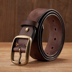 Vintage Copper Buckle Leather Belt